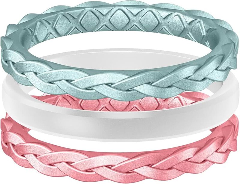 Egnaro Inner Arc Ergonomic Breathable Design, Silicone Wedding Ring for Women, Women's Silicone Wedding Band