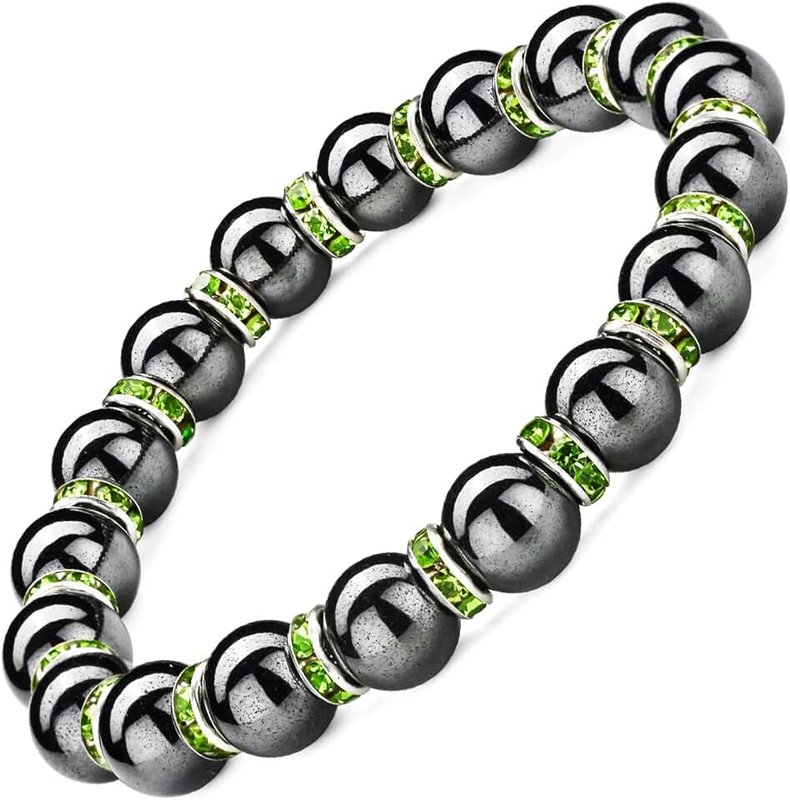 Apocalyptic-K Hematite Magnetic Bracelet With Zirconia,Handmade Stretch Magnetic Bracelet，Eliminates static electricity.