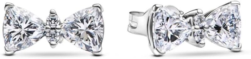 PANDORA Timeless 293506C01 Sparkling Bow Earrings Sterling Silver with Zirconia, Klar, Sterling Silver, Cubic Zirconia