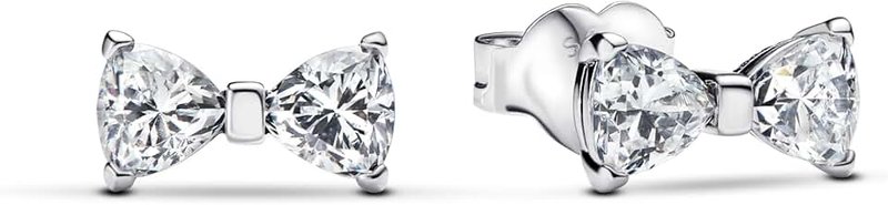 PANDORA Timeless 293542C01 Sparkling Small Bow Earrings Sterling Silver with Zirconia, Klar, Sterling Silver, Cubic Zirconia