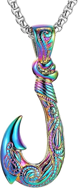 STWTR Hawaiian stainless steel fishhook pendant necklace Moana Fishhook Viking necklace Father husband boyfriend gift