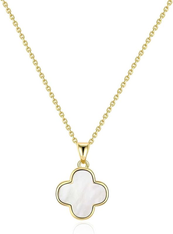 GOLLEY Four Leaf Clover Necklace for Women, Double Sided Mother of Pearl Pendant, Adjustable Chain, Dainty Gold Necklace, Elegant Necklaces for Women Jewelry Gifts