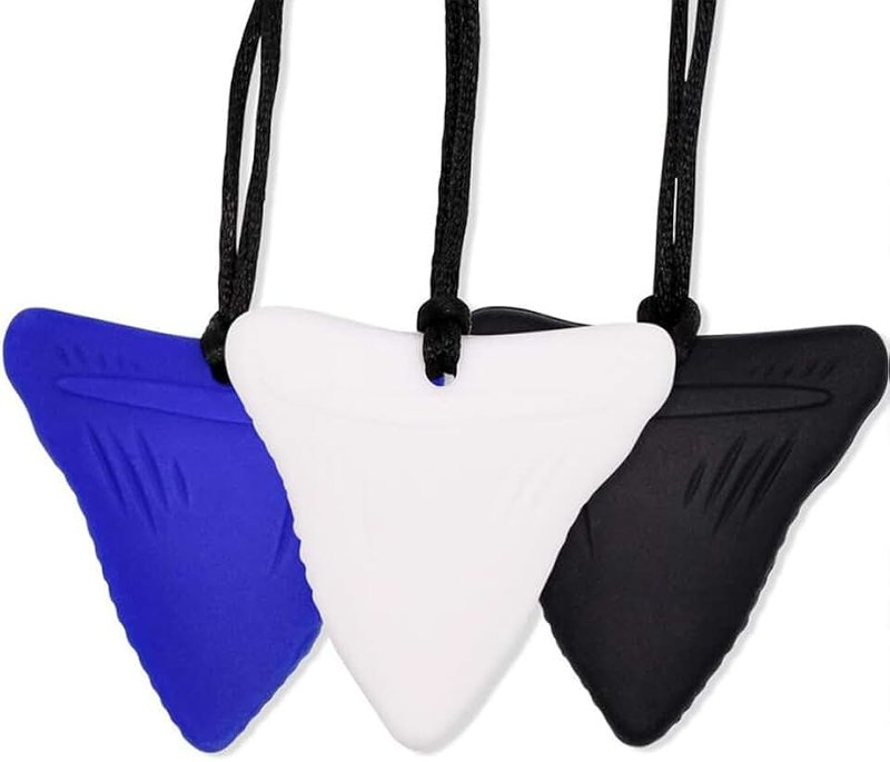 MISSLILI Chew Necklace for Sensory Kids & Adults - 3 Pack Silicone Chewy Necklaces for Autism, ADHD, Anxiety - Safe, Stylish, and Durable