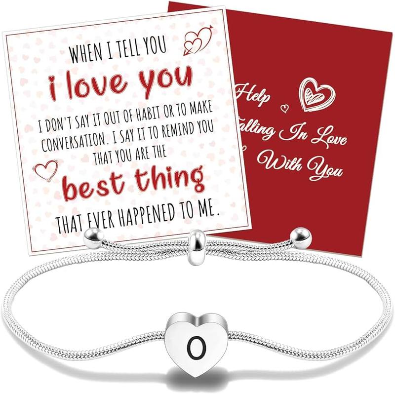 VGROSIA Initial Bracelets For Women Gold/Silver Heart Charm Bracelet Birthday Gifts For Women Wife Girlfriend Mother A-Z