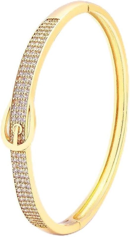 Yesalna 18K Gold Plated Crystal Bangle – Lightweight Non Tarnish Stackable Bracelet for Women – Elegant Everyday Jewellery Gift ready box for her
