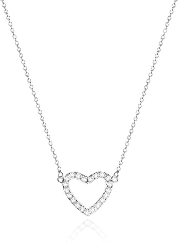 Zeffy Gold Heart Necklace for Women - Dainty Gold Necklace 14K Gold/Silver Plate Cute Heart Pendant Choker Necklaces Gold Love Heart Chain Necklace for Women Dainty Gold Jewelry Gifts for Women