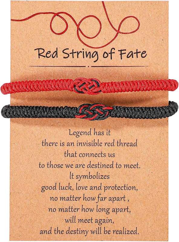 Mikovivi 2pcs Matching Bracelets, Red String of Fate Bracelet Couples Jewelry Long Distance Relationship Bracelets for His and Her Boyfriend Girlfriend Lovers Valentines Day Anniversary Birthday Gifts,