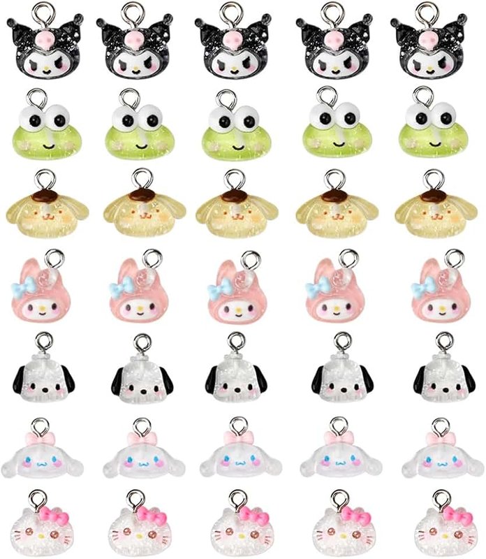 NYGHMY 35 Pcs Cartoon Animal Resin Pendants, DIY Jewelry Charms, Unisex, Cartoon Theme