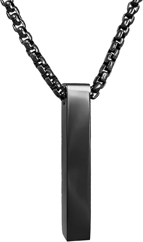 RUGGED steel Men's Necklace with Bar Pendant Made of Solid Stainless Steel - Stylish Black Chain for Men - Sturdy 24/7 Jewellery -> Waterproof & Sweat Resistant - 50 x 60 cm - Includes Jewellery Box
