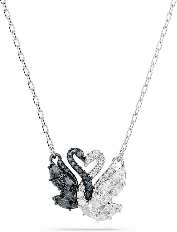 Swarovski Swan Pendant, Swan, Black, Rhodium Finish