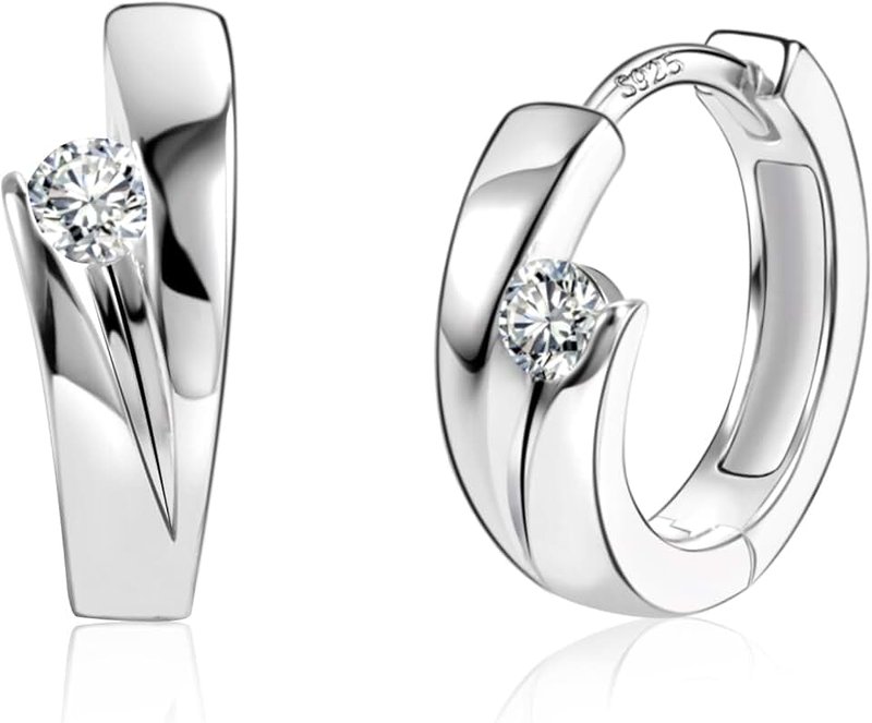 ALEXCRAFT 14K Goldplated Hoop Earrings for Women, Hypoallergen Small Tiny 925 Sterling Silver Sleeper Cartilage Twist Huggie Hoop Earrings With Ball Zirconia Shiny Simple Elegant Jewelry for Women