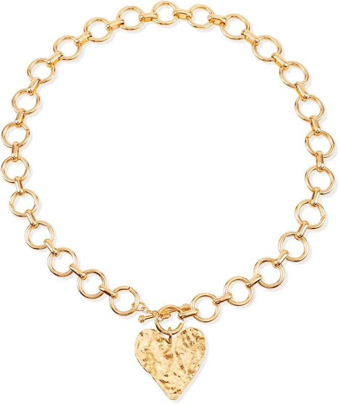 Mikovivi Chunky Gold Pendant Necklaces for Women, Large Statement Hammered Necklace Vintage Chunky Gold Chain Necklace for Women Trendy Jewelry Gift