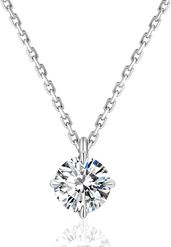 KRKCLIFE Diamond Pendant Necklace for Women, 0.5CT-4.0CT Moissanite Solitaire Necklace 14K Gold, Round-cut Lab Grown Diamond, S925 D Color VVS1 Adjustable 18+2 inches, for Mom Girls Wife