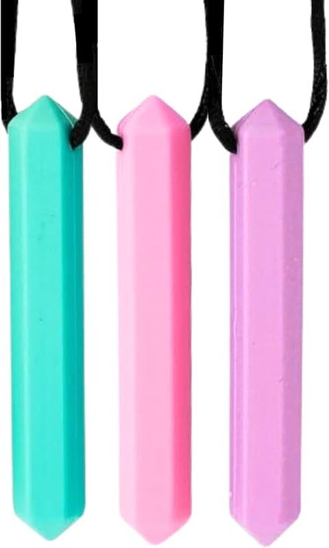 3 Tdah Collars Concentration Material DYS | Chew Toy ADHD Adults | Autism Material Children | Anti-Stress Object for Adults | Anti-Tobacco Collar | ADHD | Turquoise - Pink - Purple