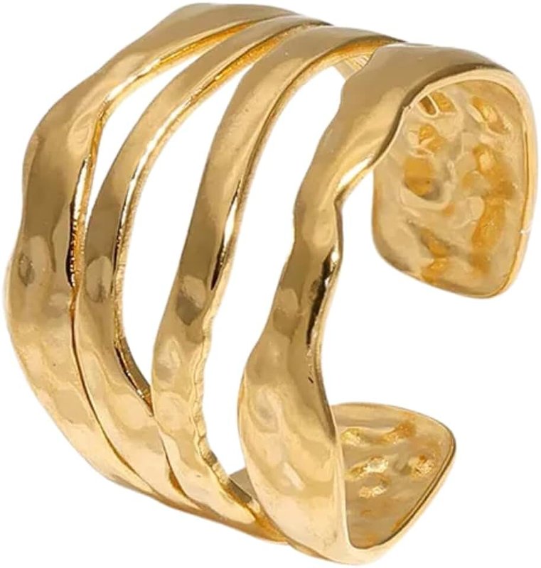 Positiva Jewelry Breiter Statement Ring Damen – Verstellbarer Stapelring Damen, wasserfest & hautfreundlich – Schmuck für Frauen mit Geschenkverpackung