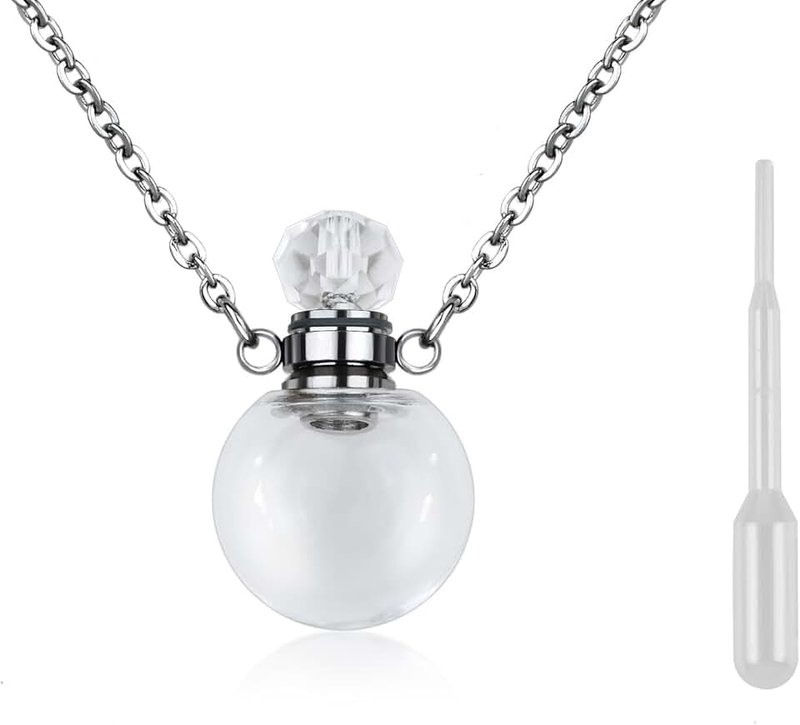 DS. DISTINCTIVE STYLE Vial Necklace Perfume Bottle Pendant for Liquid Blood Necklace Kit Memorial Glass Keepsake Urn Jewelry for Ashes for Women, one size, Glass, No Gemstone