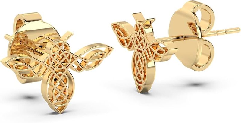 THE LACRIMA FOUNDATION The Princess 14K Gold-Plated Titanium HoneyBee Stud Earrings – Limited Edition, Dainty Nature-Inspired Gift for Bee Lovers