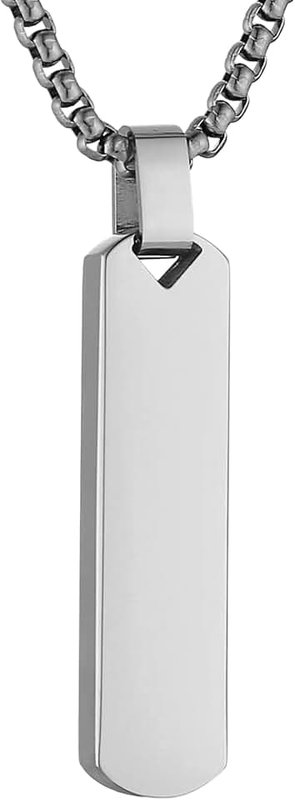 HZMAN Gold Bar Pendant Necklace for Men High Polished Simple Cool Stainless Steel Vertical Cuboid Bar Necklace Jewelry Gift