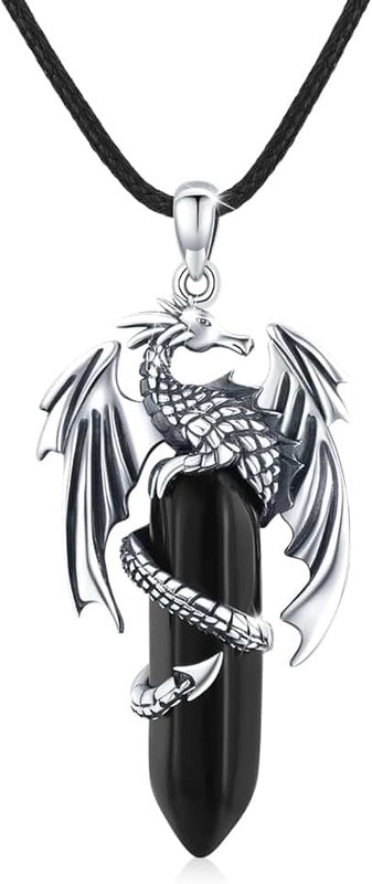 Generic Black Crystal Dragon Necklace Dragon Necklace For Men Women Dragon Pendant Necklaces Dragon Crystal Necklaces Dragon Jewelry