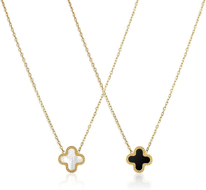 NAWU 18K Gold Clover Pendant Necklace for Women Lucky Four Leaf Clover Necklace Set Fashion Jewelry Gifts for Women, 8*0.5*0.1, Stainless Steel, No Gemstone