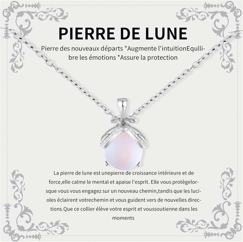 Dreaku Moonstone Necklace, Natural Pendant Crystals Stones Women Necklace Jewellery Gift Chain with Pendant for Women Girls Mum Jewellery Gift, ONE SIZE, Stone