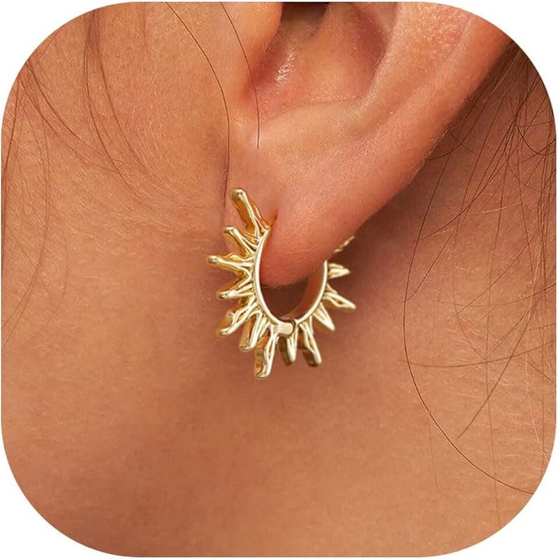 LLWOM Gold Huggie Earrings for Women, 14k Real Gold Plated Hoop Earrings Hypoallergenic Lightweight Hoops Gifts