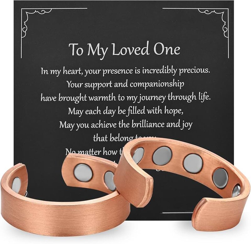 MagEnergy 2PCS Copper Rings for Men & Women, 99.9% Pure Copper Magnetic Adjustable Thumb Ring with Strong Magnet, Jewelry Gift with Present Box