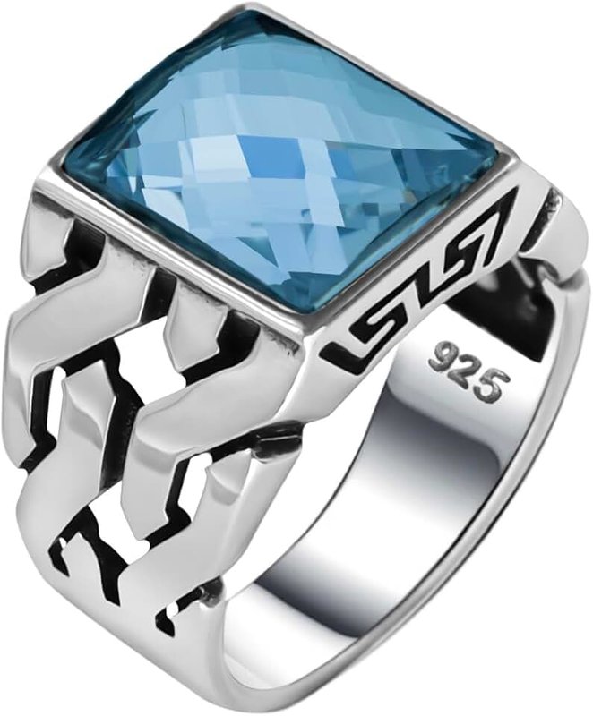 Babylon Silver Genuine Solid 925 Sterling Silver, Cuban Link Braided Men's Ring