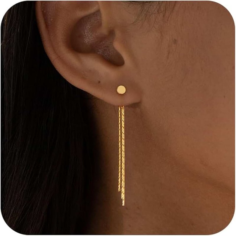 XIXINI Gold Earrings for Women, 14K Gold Plated Tassel Dangle Earrings for Women Trendy Hypoallergenic Long Chain Earring Dainty Pearl Drop Earrings Elegant Wedding Earring Fashion Jewelry for Womens