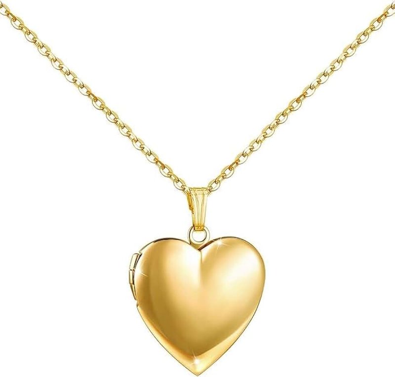 Generic Love Heart Locket Necklace that Holds Pictures Polished Lockets Necklaces Birthday Gifts