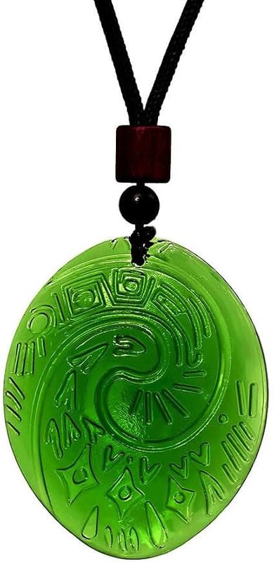 EXCELLANYARD Green Stone Heart Necklace for Women Costume Accessories with Goddess Heart Pendant Christmas Gifts Ideas for Cosplay Halloween Valentines Birthday