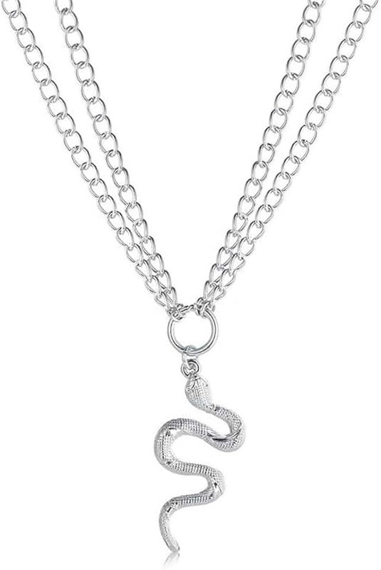 Generic Bohemia Layered Chain Snake Pendant Choker Necklace Punk Serpent Vintage Gold Necklace Chain Jewelry for Women and Girls