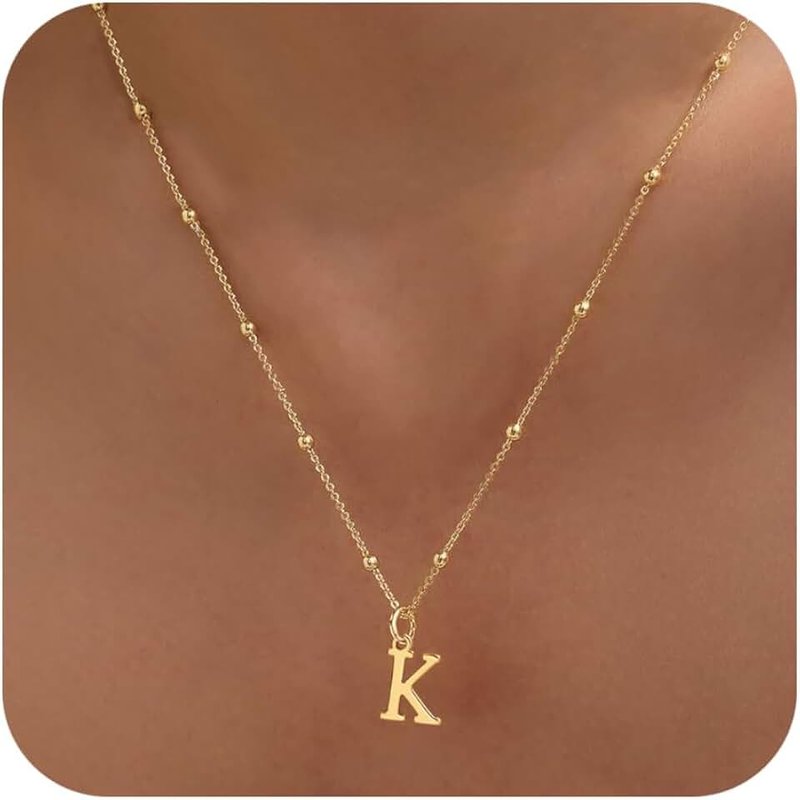 MDIEEL Initial Necklaces for Women Dainty 14k Gold Plated A-Z Letter Pendant Name Necklaces Cute Charm Choker Fashion Accessories Non Tarnish Trendy Jewelry Gift Easter Basket Stuffer