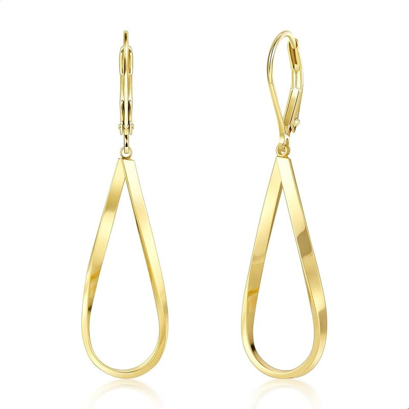 ALEXCRAFT 925 Sterling Silver Teardrop Leverback Earrings for Women Trendy Waterdrop Drop Twisted Dangle Earrings Jewelry 14K Gold Plated Hypoallergenic Boho Leverback Dangle Earring