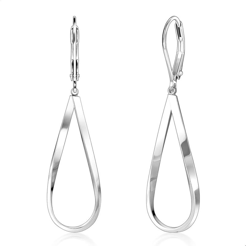 ALEXCRAFT 925 Sterling Silver Teardrop Leverback Earrings for Women Trendy Waterdrop Drop Twisted Dangle Earrings Jewelry 14K Gold Plated Hypoallergenic Boho Leverback Dangle Earring