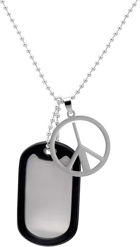 Generic Stainless Steel Military Dog Tag Necklace for Men, Stainless Steel, No Gemstone DIY engraved hanging tag