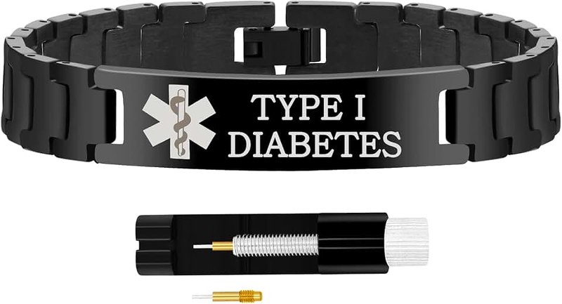 Uloveido Stainless Steel Medical ID Bracelet for Men and Women | Free Engraving Watch Band Style Alert Wristband | Personalized Medic ID Bracelet for Dad | Includes Link Remover