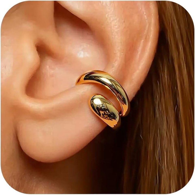 HUASAI Chunky Ear Cuff Earrings for Women Non-Piercing Cartilage Cuff Gold Ear Cuffs 2025 Trendy Accessories