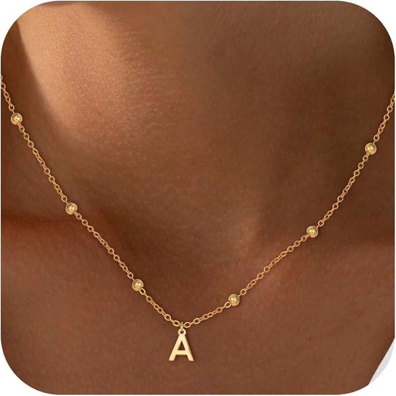 BLThing Initial Necklaces for Women - 14K Gold Plated Satellite Chain Letter Necklaces,Teen Gifts Trendy Stuff Gold Jewehy for Women Teen Gifts