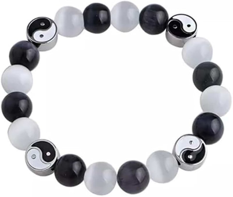 Chiorgone Yin Yang Bracelet for Couples Matching Cat Eye Stone Touch Bracelet for Boyfriend Girlfriend Long Distance Gift