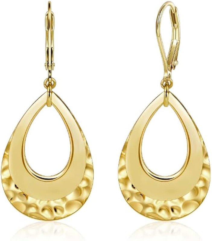 ALEXCRAFT 925 Sterling Silver Teardrop Dangle Earrings for Women Hammered Layer Drop Dangle Earrings Jewelry Hypoallergenic Boho Teardrop Leverback Dangle Earings for Jewelry Gifts