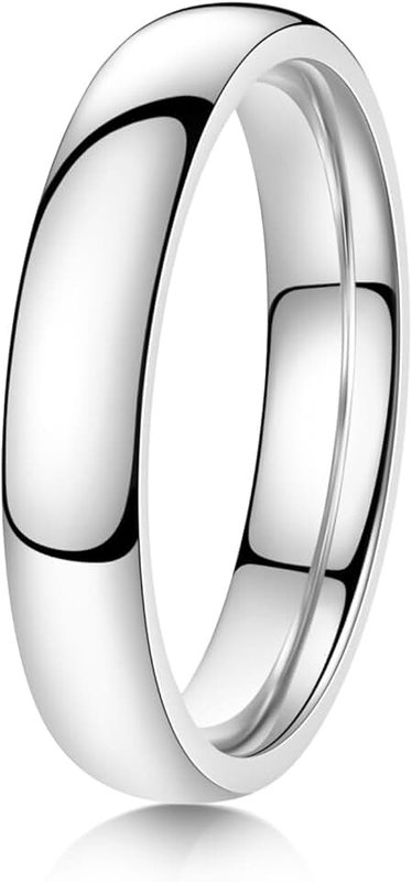 YOESDIE Silver 2mm 4mm 6mm 8mm 10mm Titanium Ring Wedding Band Ring for Men Women | Plain Dome High Polished Wedding Band Comfort Fit Size 5-13