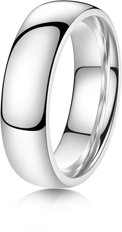 YOESDIE Silver 2mm 4mm 6mm 8mm 10mm Titanium Ring Wedding Band Ring for Men Women | Plain Dome High Polished Wedding Band Comfort Fit Size 5-13
