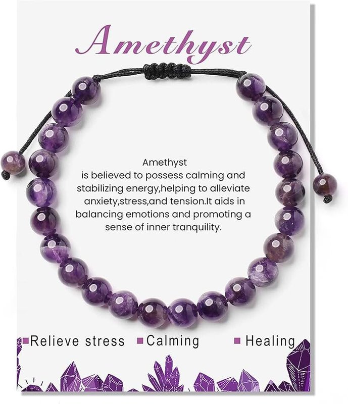 ZAULER Handmade Crystal Bracelet for Women Men, 8mm Nature Stone Beaded Natural Stone Healing Crystal Jewelry