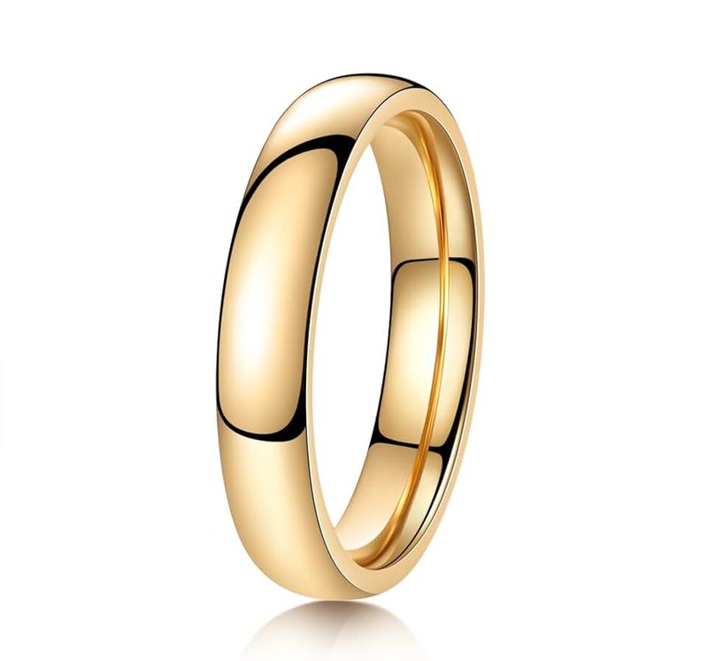 YOESDIE Gold Silver 2mm 4mm 6mm 8mm 10mm Titanium Ring Wedding Band Ring for Men Women | Plain Dome High Polished Wedding Band Comfort Fit Size 5-15