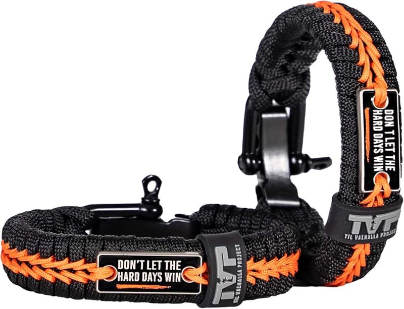 Til Valhalla Project Hard Days Paracord Bracelet | Paracord Bracelets for Men | Tactical Gifts for Men | Rope Bracelet Men’s Jewelry | Men’s Accessories | 7.5 Inch
