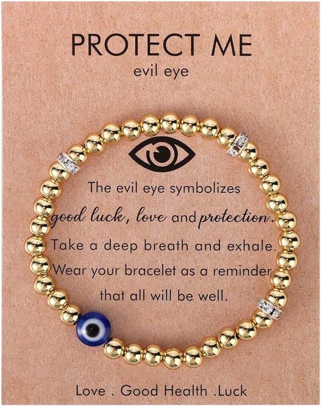Mikovivi Evil Eye Bracelet for Women, Trendy Bead Bracelet with Evil Eye Charms Dainty Good Luck Jewelry for Friends Mom Birthday Retirement