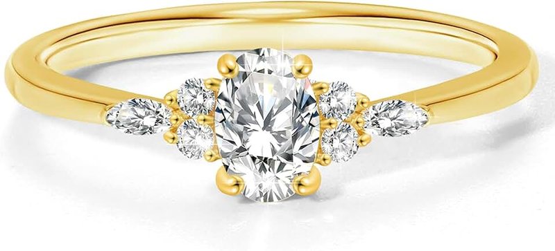 Fimewon Promise Rings for Her Oval Engagement Rings for Women Dainty Gold/Silver/Rose Ring Waterproof Jewelry Gifts for Women Size 5-10
