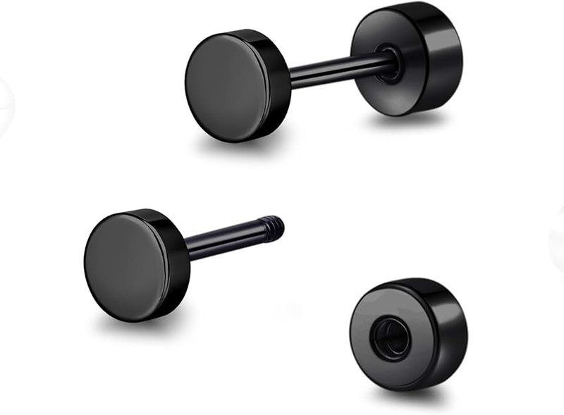 TitanHeart Hypoallergenic Titanium Screw Back Flat Back Dot Stud Earrings 3mm-5mm Simple Classic Helix Tragus Cartilage Earlobe Stud Earrings for Women Men, Titanium, No Gemstone