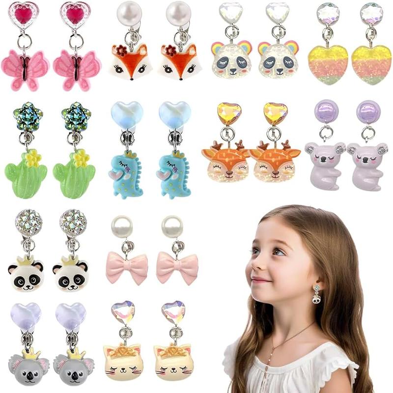 ZILZUFA Clip Earrings for Children, Girls, Ear Clips for Girls, Clip Earrings, Magnet, Earring Set